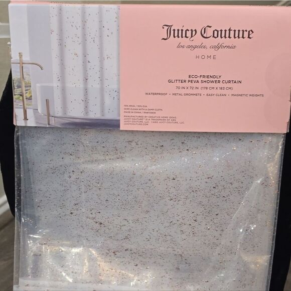 Juicy Couture Home Eco-Friendly Glitter PEVA Shower Curtain - Picture 4 of 5